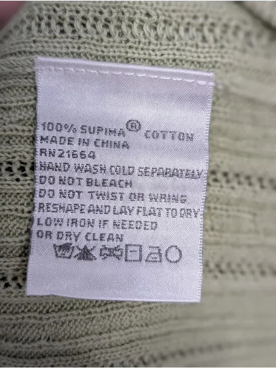 Foxcroft Women Sage Green Supima Cotton 2 Piece Cardigan Shell Set Size L Ribbed - Picture 5 of 16